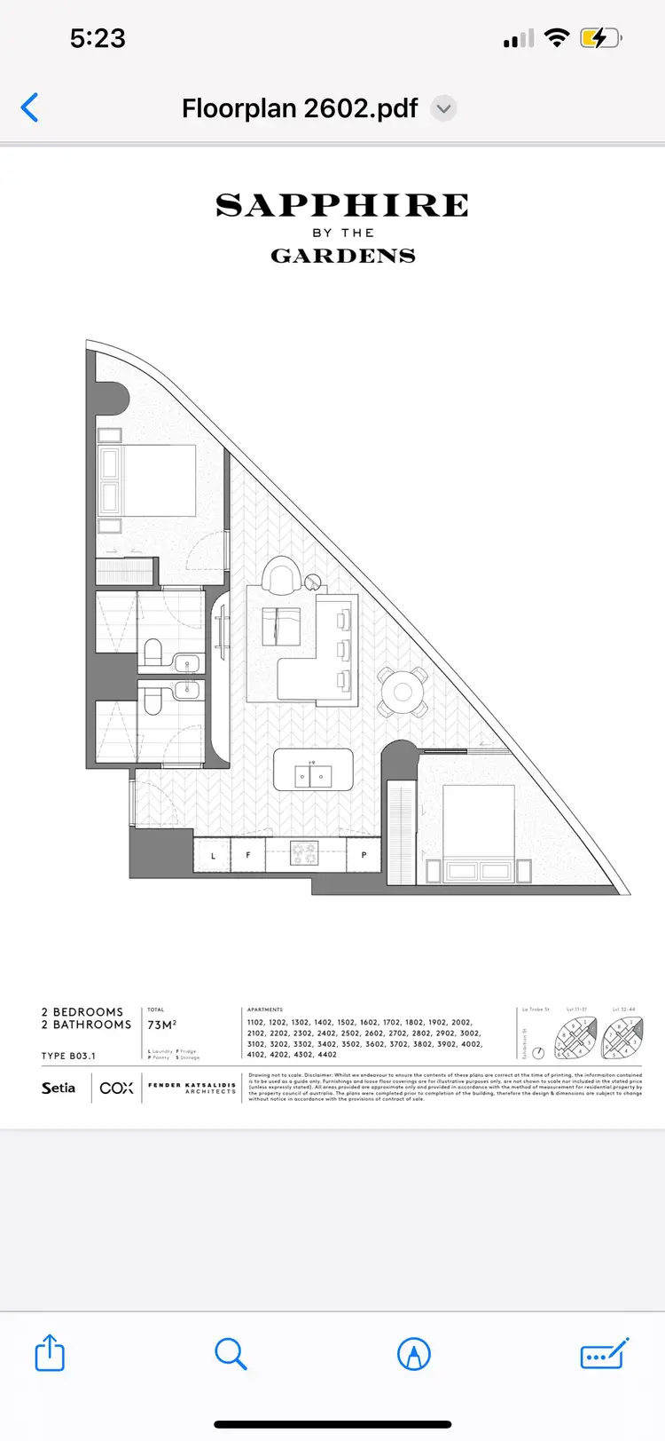 Floorplan of Homely apartment listing, 2602/63 La Trobe Street, Melbourne VIC 3000