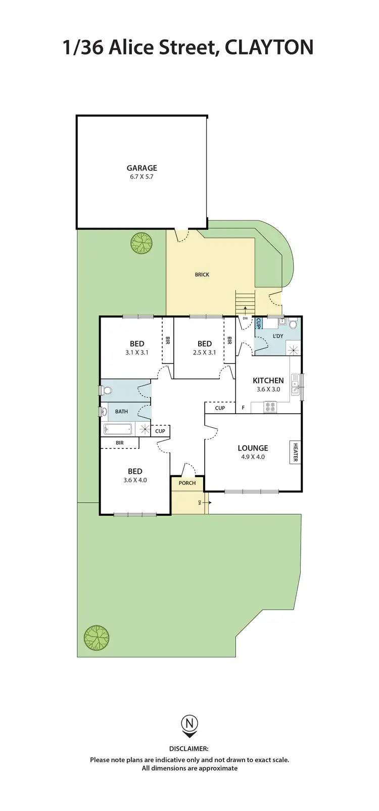 Floorplan of Homely unit listing, 1/36 Alice Street, Clayton VIC 3168