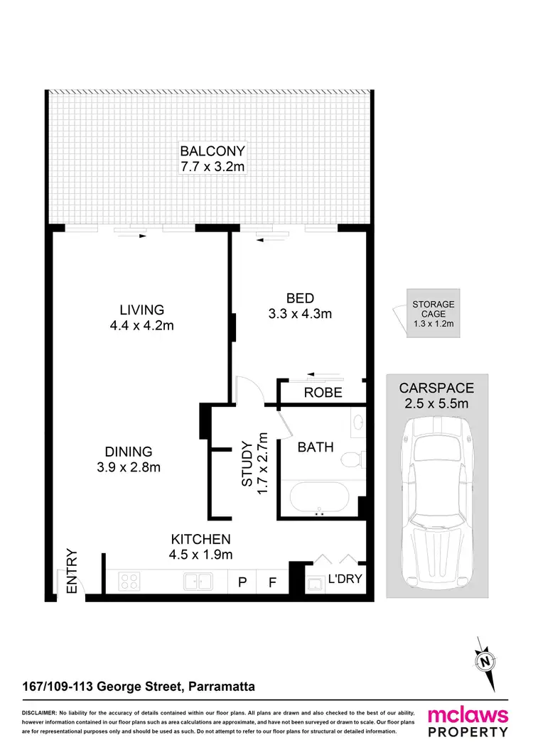 Floorplan of Homely apartment listing, 167/109 George Street, Parramatta NSW 2150