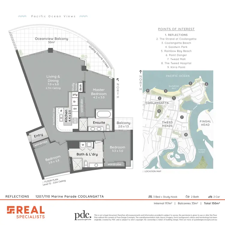Floorplan of Homely unit listing, 1207/110 Marine Parade - Reflections Tower Two, Coolangatta QLD 4225