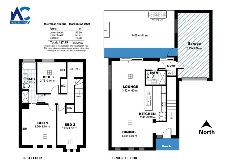 Floorplan of Homely townhouse listing, 46B Wear Avenue, Marden SA 5070