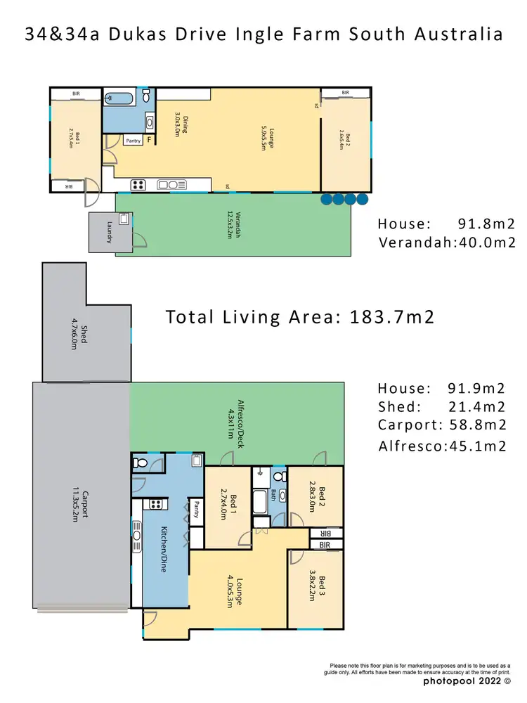 Floorplan of Homely house listing, 34-34a Dukas Drive, Ingle Farm SA 5098