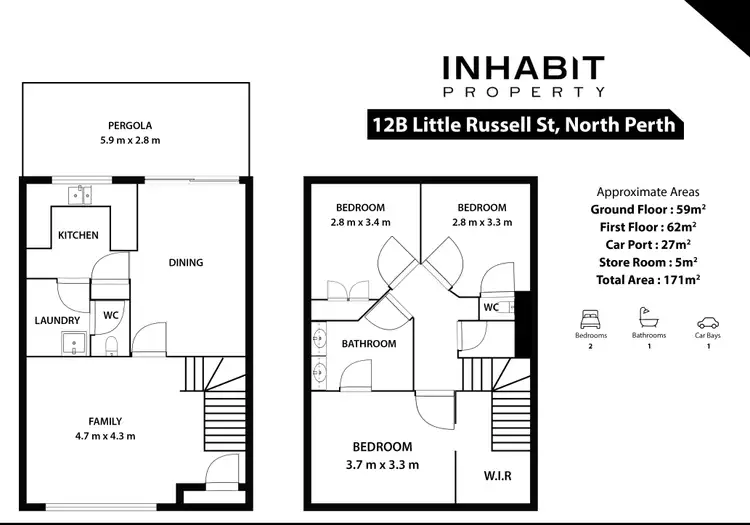 Floorplan of Homely townhouse listing, 12B Little Russell Street, North Perth WA 6006