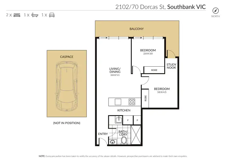 Floorplan of Homely apartment listing, 2102/70 Dorcas Street, Southbank VIC 3006