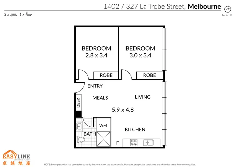 Floorplan of Homely apartment listing, 1402/327 La Trobe Street, Melbourne VIC 3000