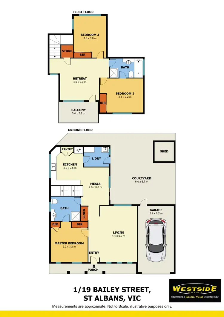 Floorplan of Homely townhouse listing, 1/19 Bailey Street, St Albans VIC 3021