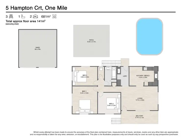 Floorplan of Homely house listing, 5 Hampton Court, One Mile QLD 4305