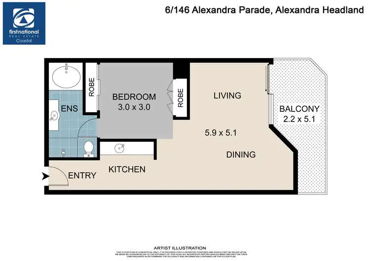 Floorplan of Homely studio listing, 6/146 Alexandra Parade, Alexandra Headland QLD 4572