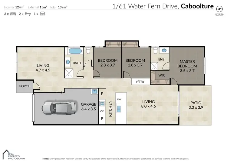 Floorplan of Homely semi-detached listing, 1/61 Water Fern Drive, Caboolture QLD 4510