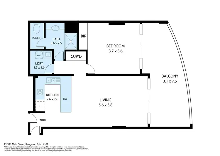 Floorplan of Homely unit listing, 15/321 Main Street, Kangaroo Point QLD 4169