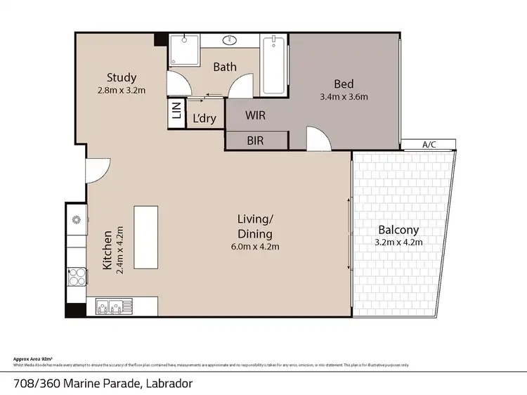 Floorplan of Homely unit listing, 708/360 Marine Parade, Labrador QLD 4215