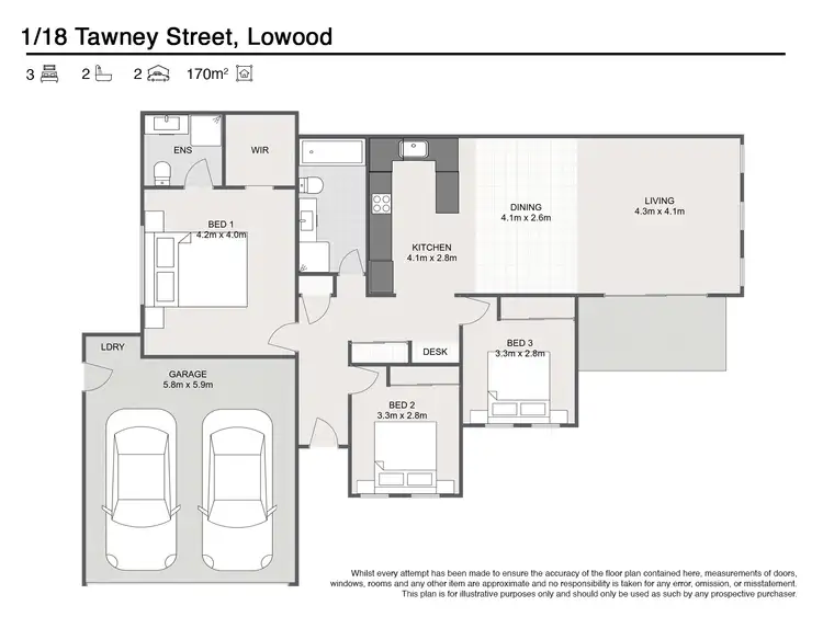 Floorplan of Homely semi-detached listing, 1/18 Tawney Street, Lowood QLD 4311