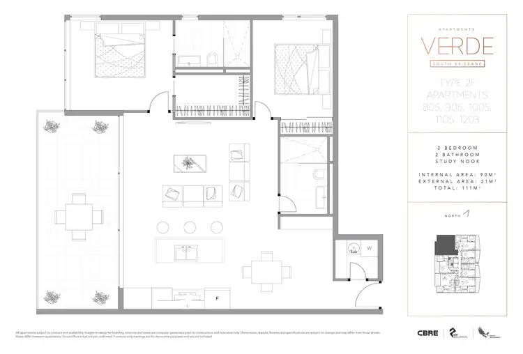 Floorplan of Homely apartment listing, 1005/5 Cameron Street, South Brisbane QLD 4101