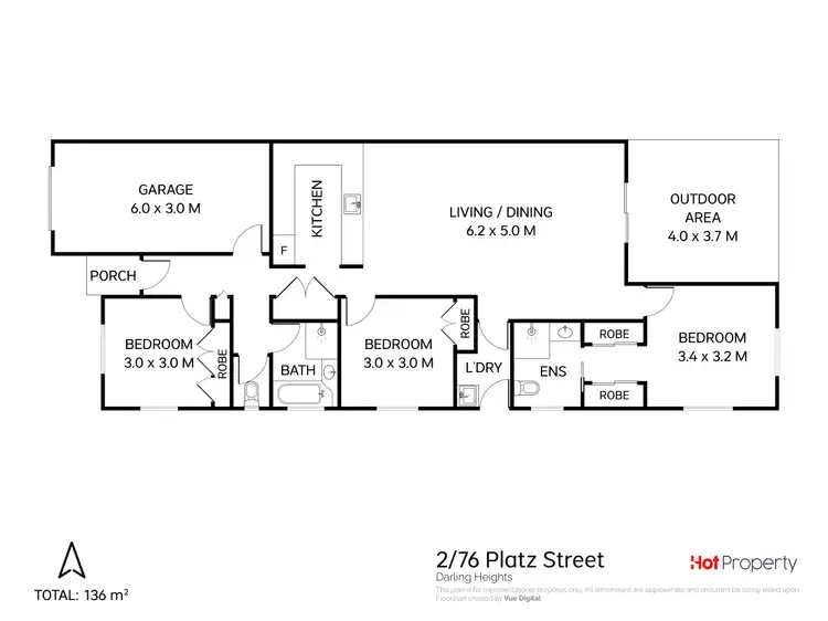 Floorplan of Homely unit listing, Unit 2/76 Platz Street, Darling Heights QLD 4350