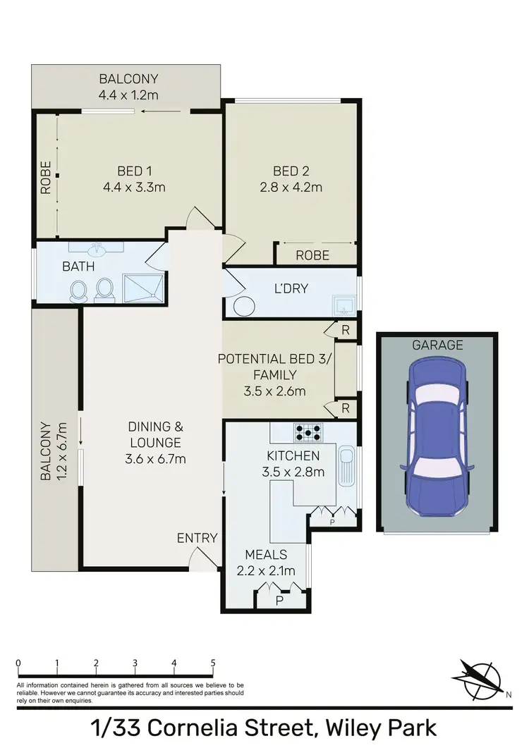 Floorplan of Homely unit listing, 1/33 Cornelia Street, Wiley Park NSW 2195