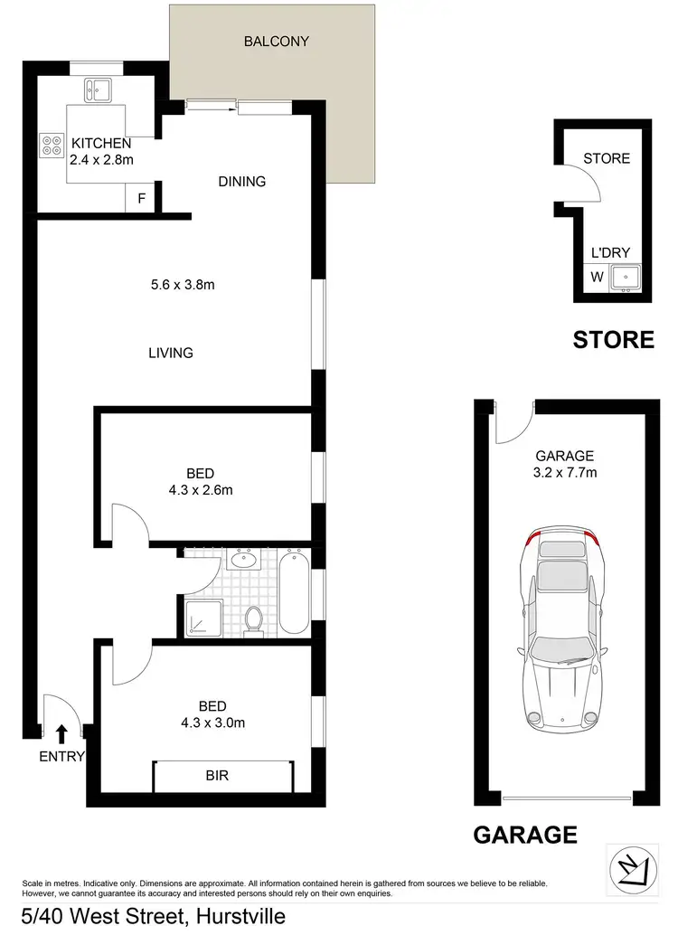Floorplan of Homely unit listing, 5/40 West Street, Hurstville NSW 2220