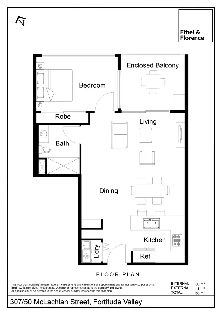 Floorplan of Homely apartment listing, 307/50 McLachlan Street, Fortitude Valley QLD 4006