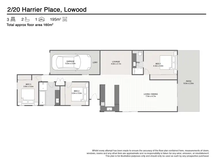Floorplan of Homely semi-detached listing, 2/20 Harrier Place, Lowood QLD 4311