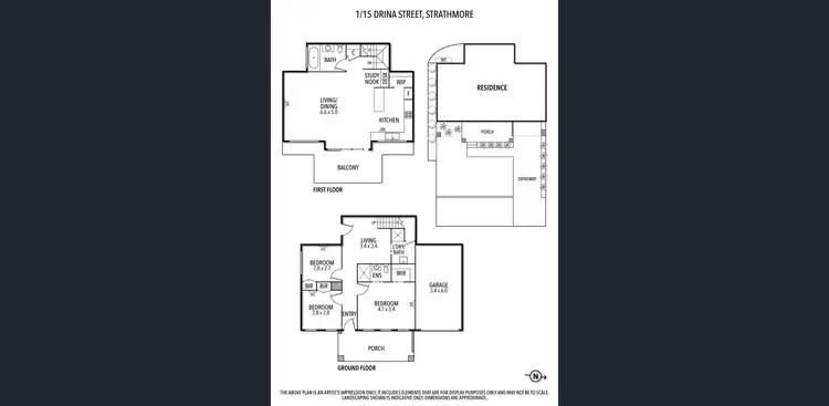 Floorplan of Homely townhouse listing, 1/15 Drina Street, Strathmore VIC 3041