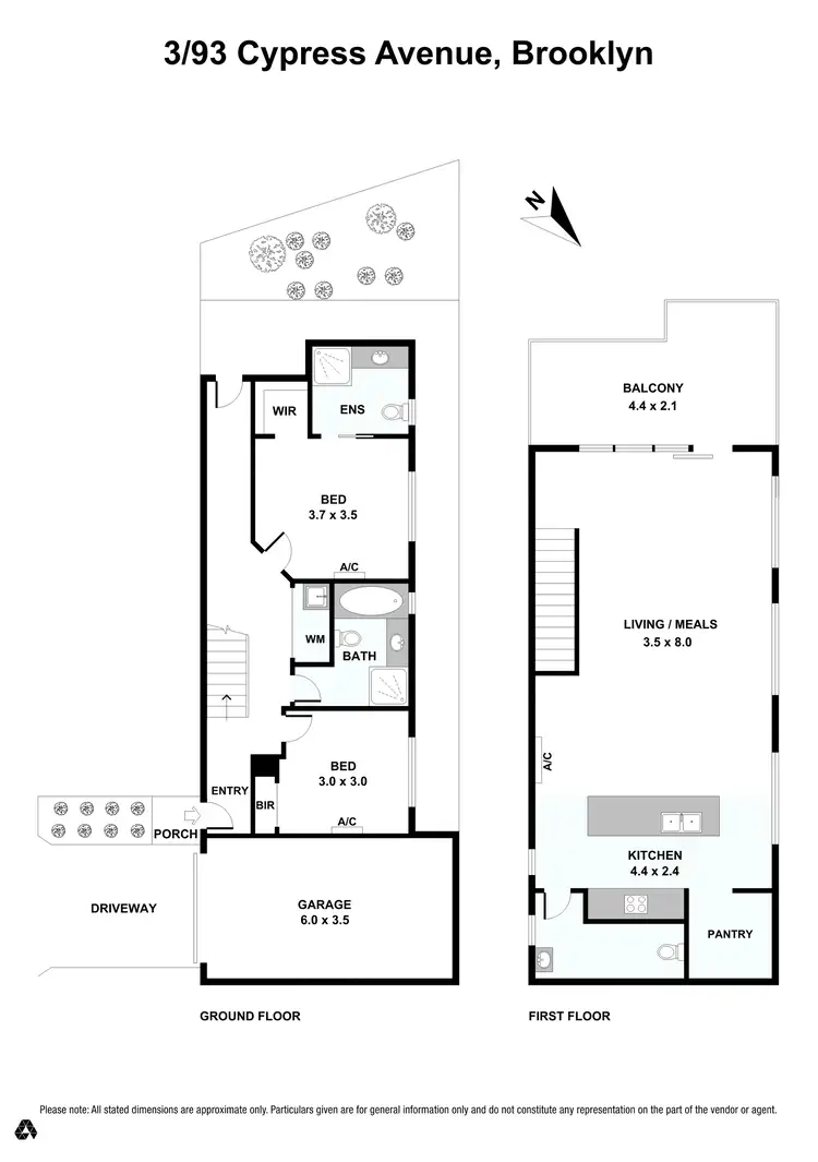 Floorplan of Homely townhouse listing, 3/93 Cypress Avenue, Brooklyn VIC 3012