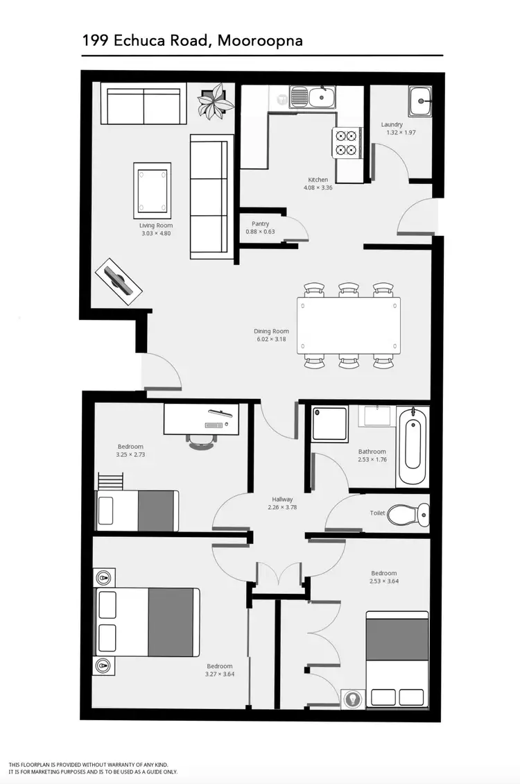 Floorplan of Homely house listing, 199 Echuca Road, Mooroopna VIC 3629