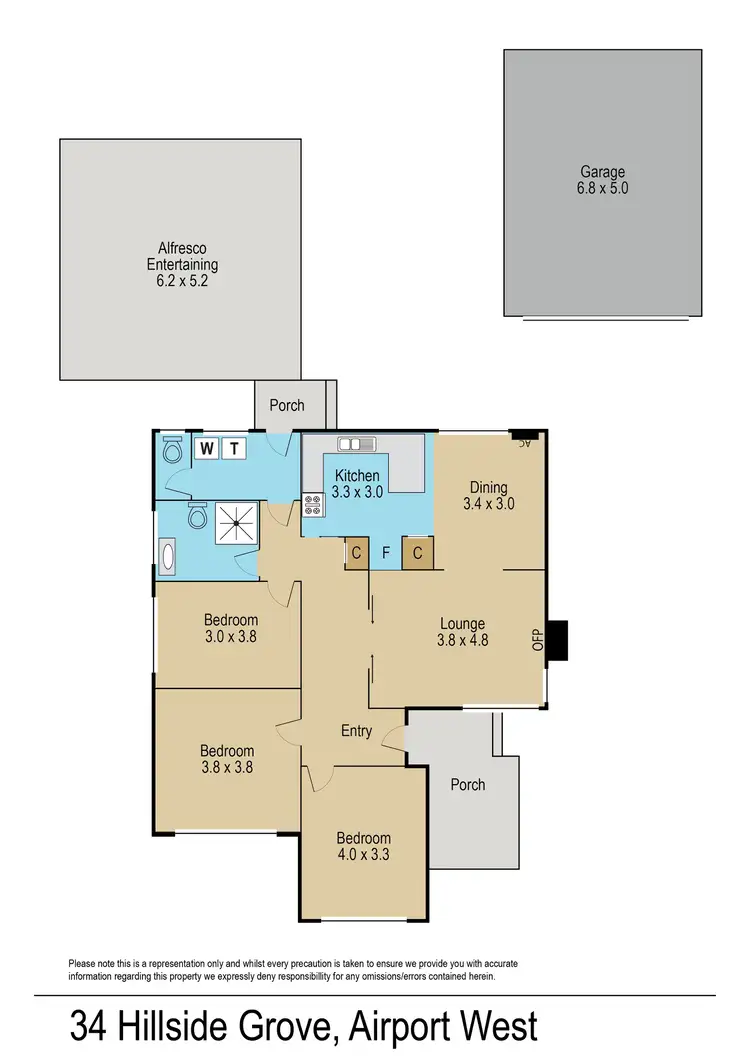 Floorplan of Homely house listing, 34 Hillside Grove, Airport West VIC 3042
