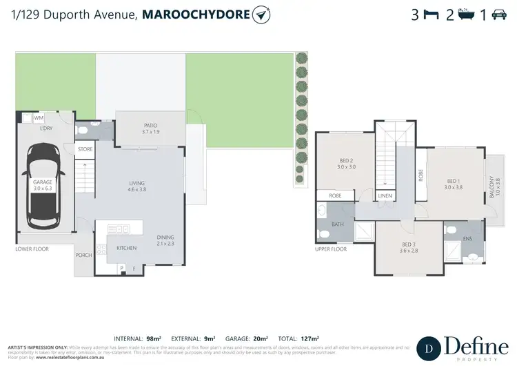 Floorplan of Homely townhouse listing, 1/129 Duporth Avenue, Maroochydore QLD 4558