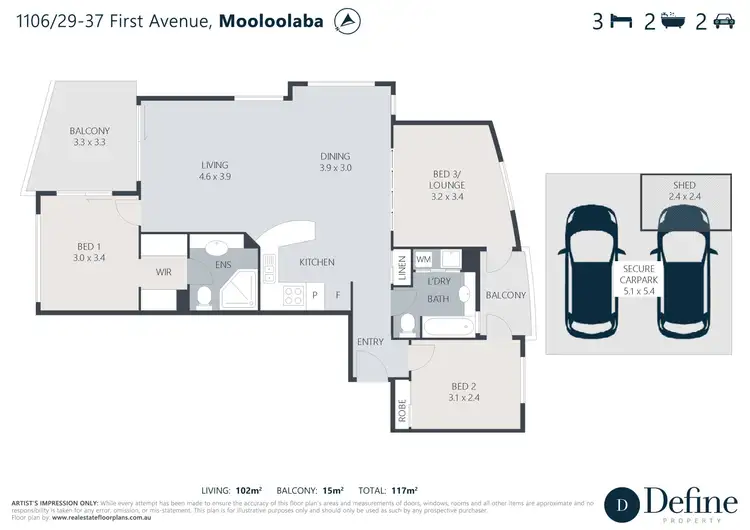 Floorplan of Homely apartment listing, 1106/29-37 First Avenue, Mooloolaba QLD 4557
