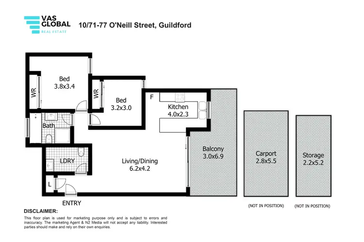 Floorplan of Homely apartment listing, 10/71-77 O'Neill Street, Guildford NSW 2161