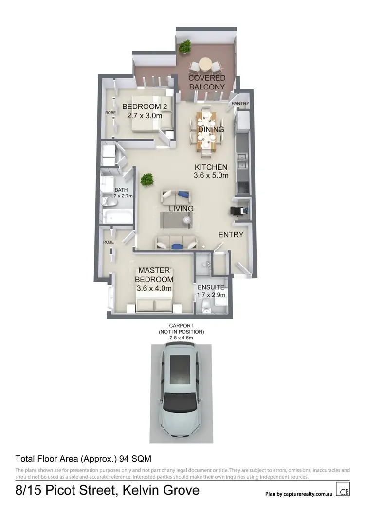 Floorplan of Homely unit listing, 8/15 PICOT STREET, Kelvin Grove QLD 4059