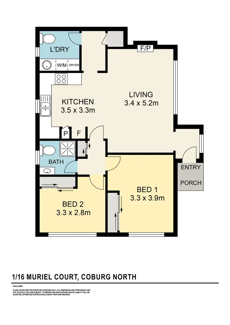Floorplan of Homely unit listing, 1/16 Muriel Court, Coburg North VIC 3058