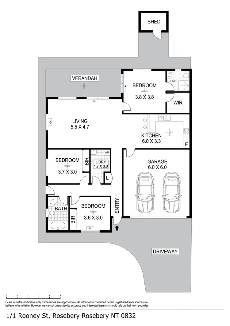 Floorplan of Homely semi-detached listing, 1/1 Rooney Street, Rosebery NT 832
