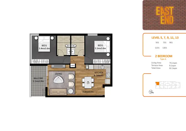Floorplan of Homely apartment listing, 1101/297 Pirie Street, Adelaide SA 5000