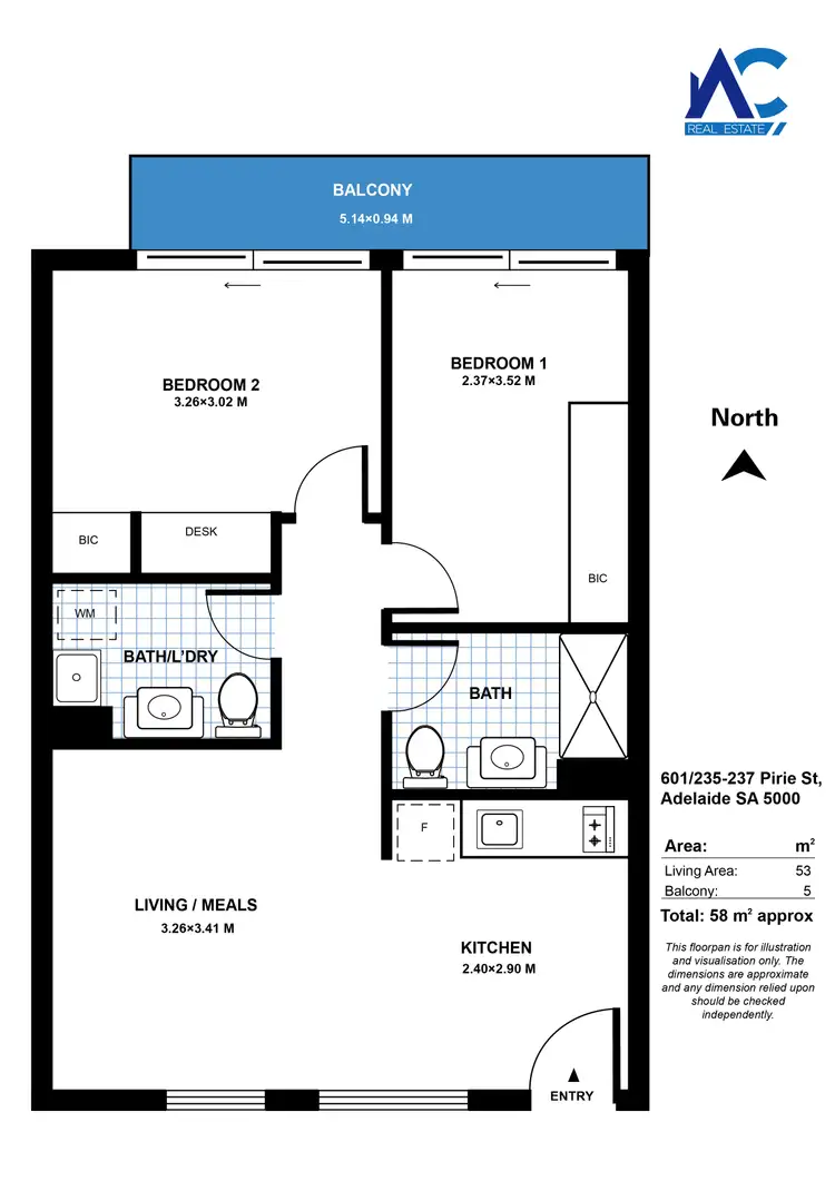 Floorplan of Homely apartment listing, 302/235 Pirie Street, Adelaide SA 5000