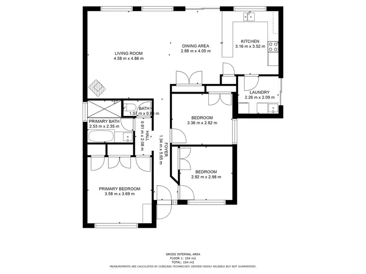 Floorplan of Homely semi-detached listing, 1/7 Azamor Drive, Boulder WA 6432