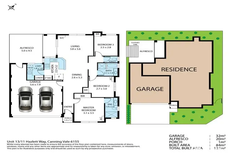 Floorplan of Homely villa listing, 13/11 Hazlett Way, Canning Vale WA 6155