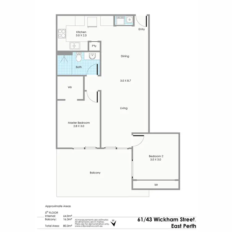 Floorplan of Homely apartment listing, 61/43 Wickham Street, East Perth WA 6004