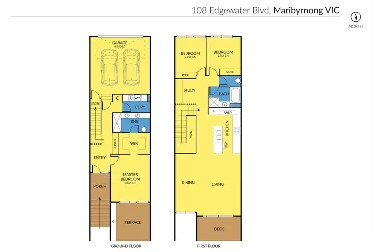 Floorplan of Homely townhouse listing, 108 Edgewater Boulevard, Maribyrnong VIC 3032