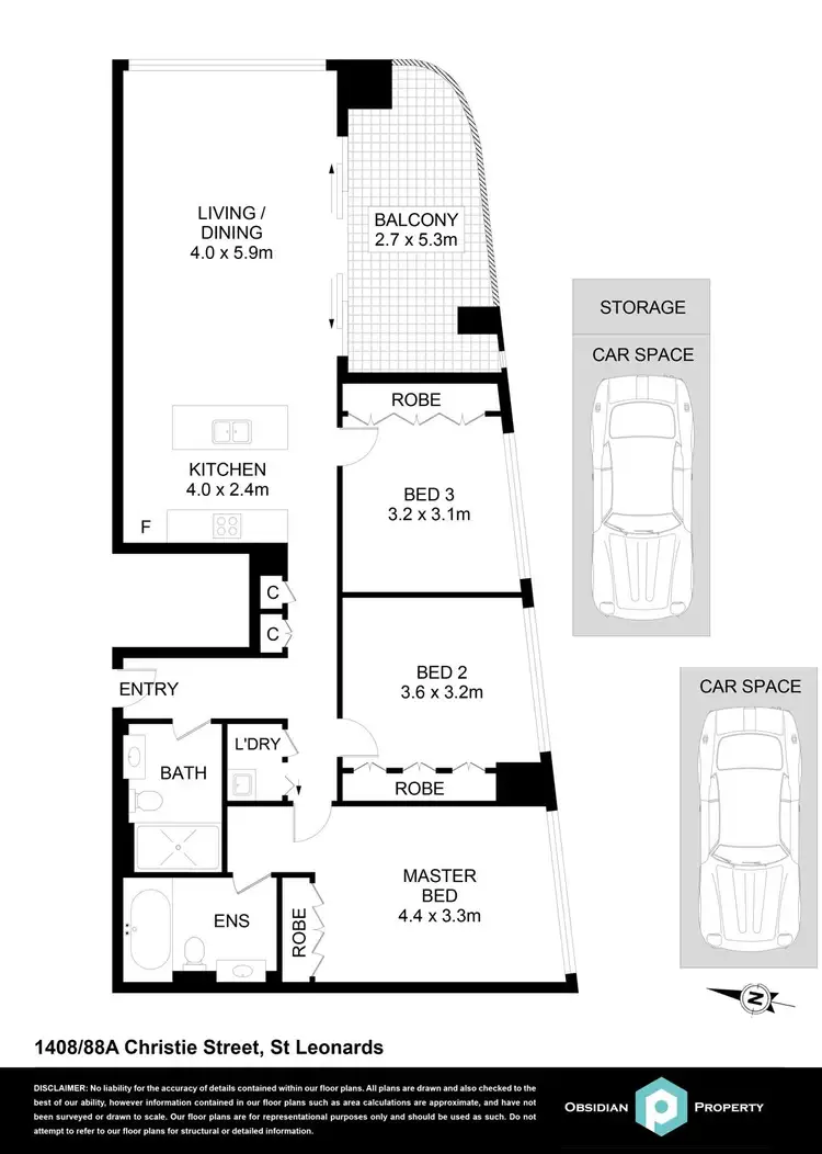 Floorplan of Homely apartment listing, 1408/88A Christie Street, St Leonards NSW 2065