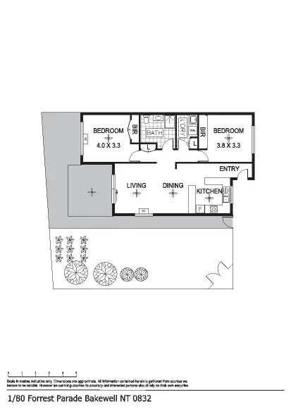 Floorplan of Homely unit listing, 1/80 Forrest Parade, Bakewell NT 832