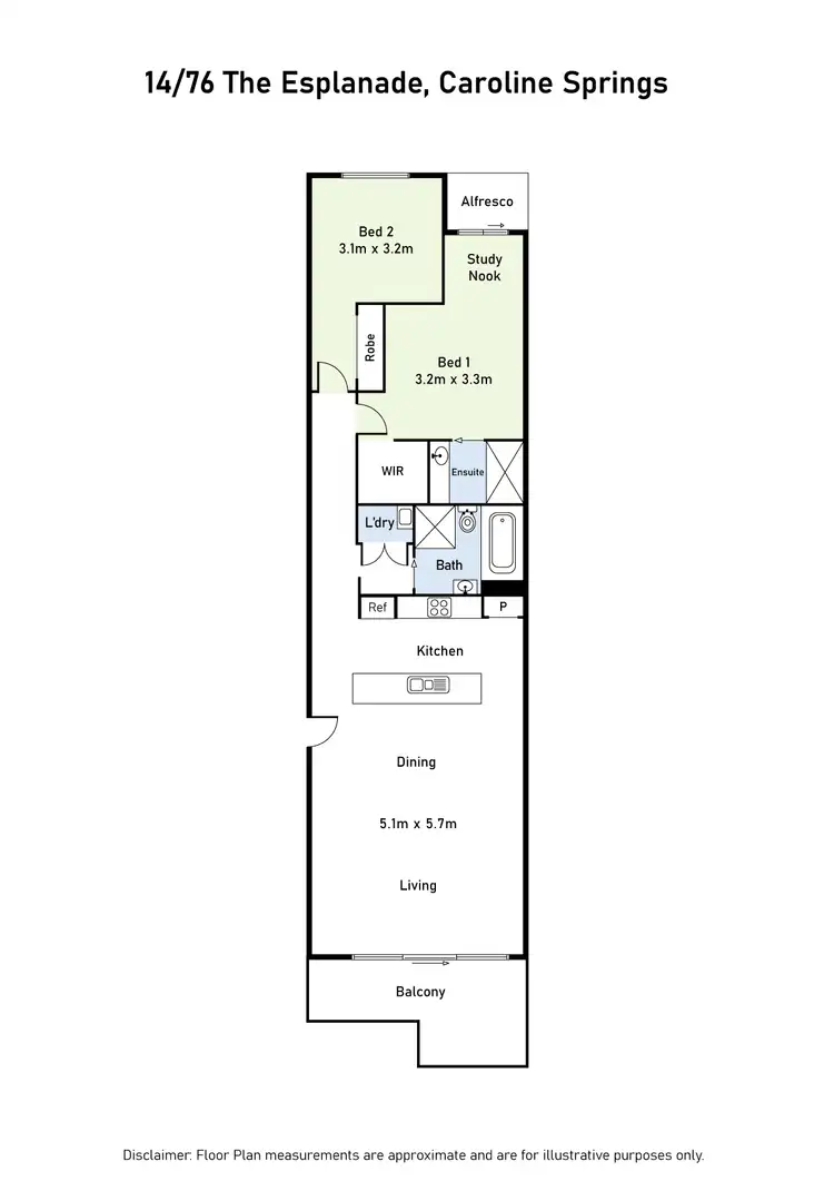 Floorplan of Homely apartment listing, 14/76 The Esplanade, Caroline Springs VIC 3023