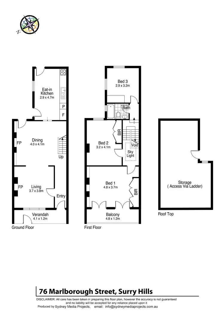 Floorplan of Homely terrace listing, 76 Marlborough Street, Surry Hills NSW 2010