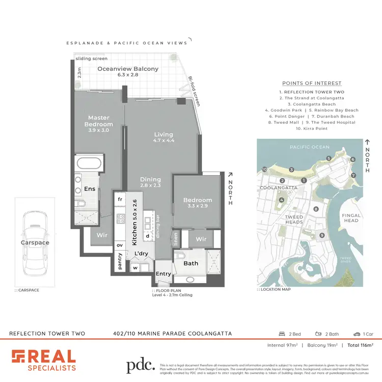 Floorplan of Homely unit listing, 402/110 Marine Parade 'Reflections Tower Two', Coolangatta QLD 4225