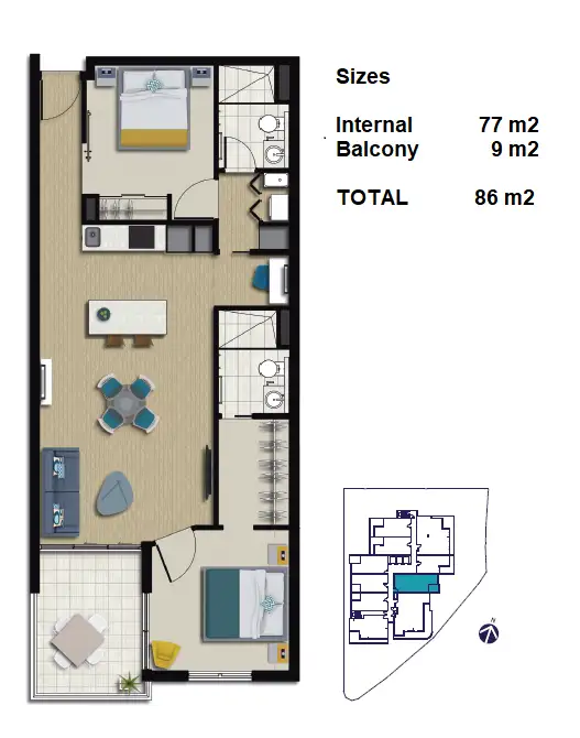 Floorplan of Homely apartment listing, 1208/510 Saint Pauls Terrace, Bowen Hills QLD 4006
