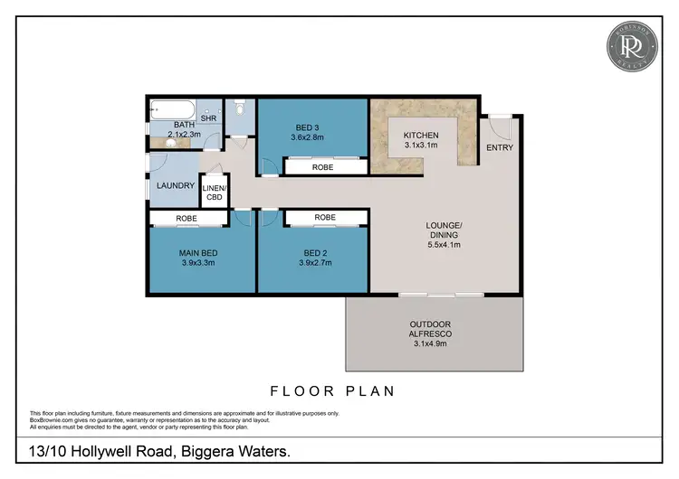 Floorplan of Homely semi-detached listing, 13/10 Hollywell Road, Biggera Waters QLD 4216