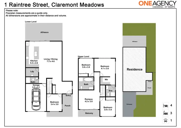 Floorplan of Homely semi-detached listing, 1 Raintree Street, Claremont Meadows NSW 2747