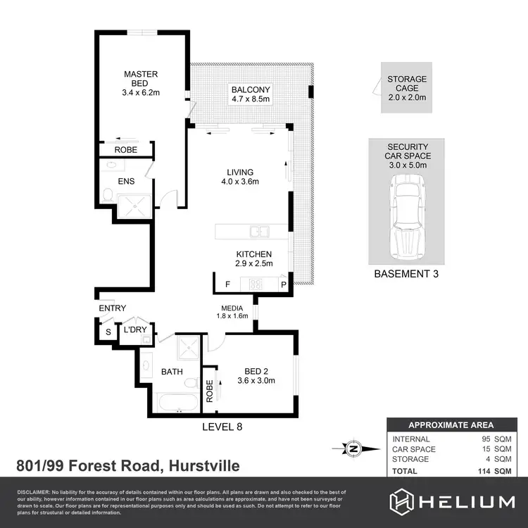 Floorplan of Homely apartment listing, 801/99 Forest Road, Hurstville NSW 2220