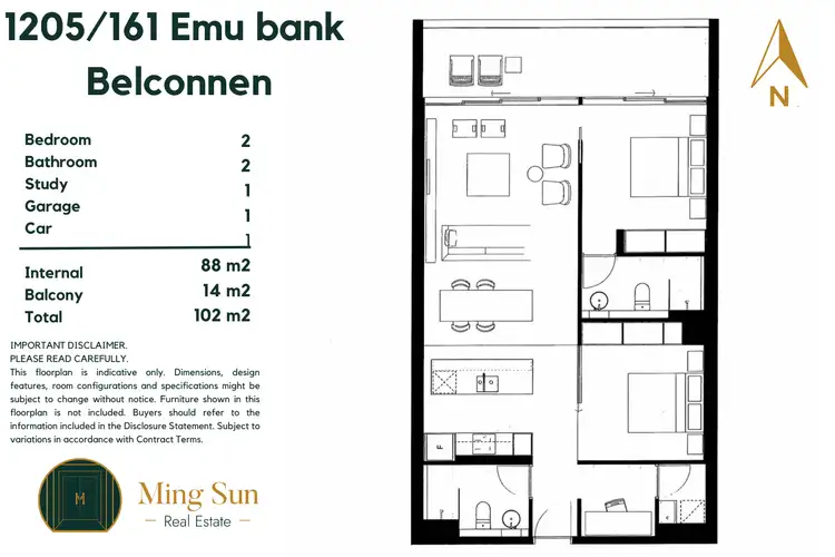 Floorplan of Homely apartment listing, 1205/161 Emu Bank, Belconnen ACT 2617