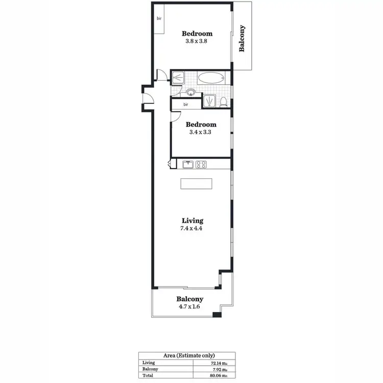 Floorplan of Homely apartment listing, 1207/102-105 North Terrace, Adelaide SA 5000