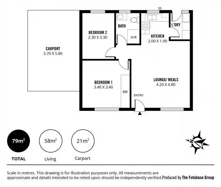 Floorplan of Homely unit listing, 2/8 Burden Street, Glenelg North SA 5045